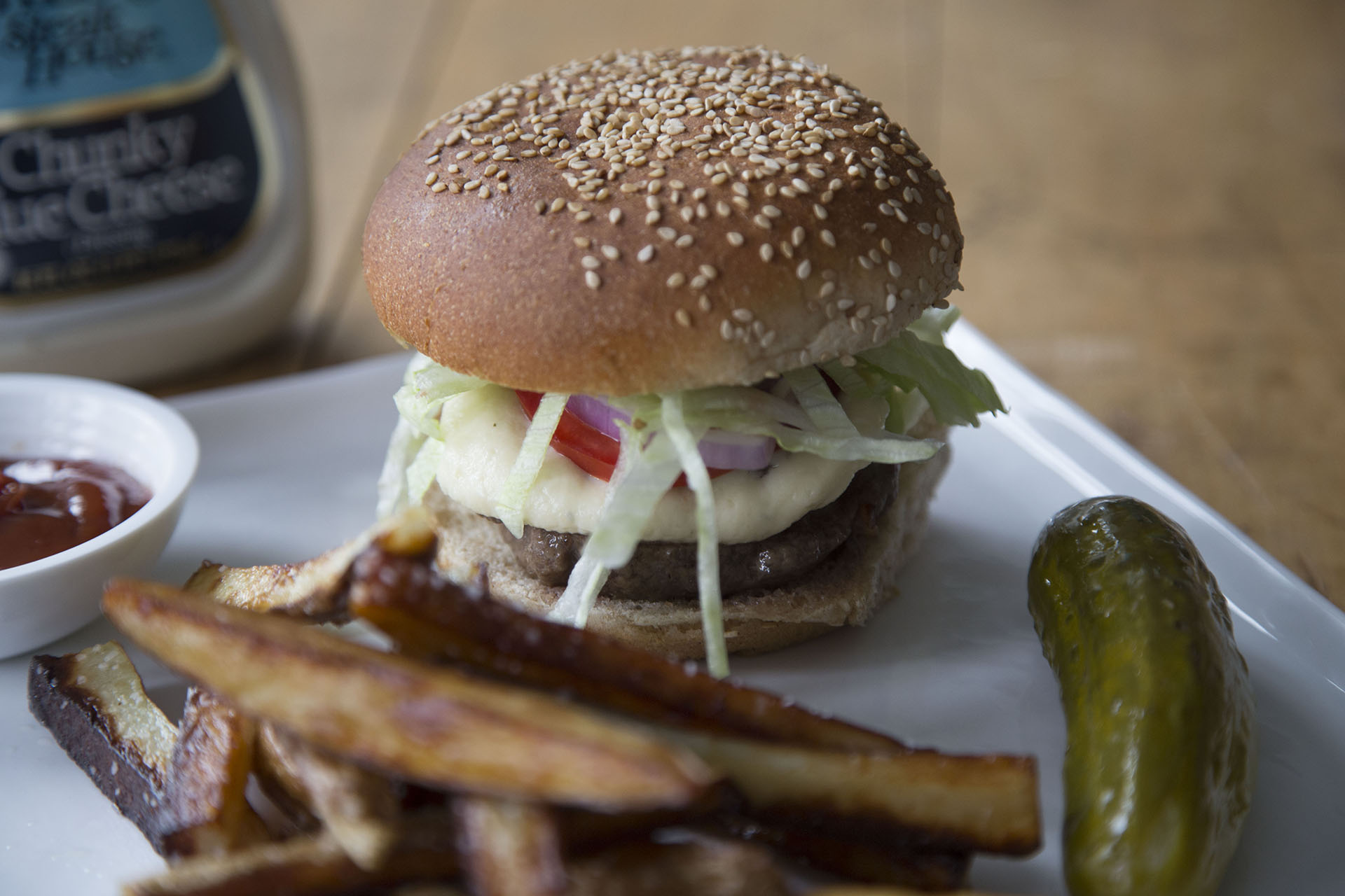 Ken's Bacon Stuffed Burgers With Cheddar And Blue Cheese Sauce