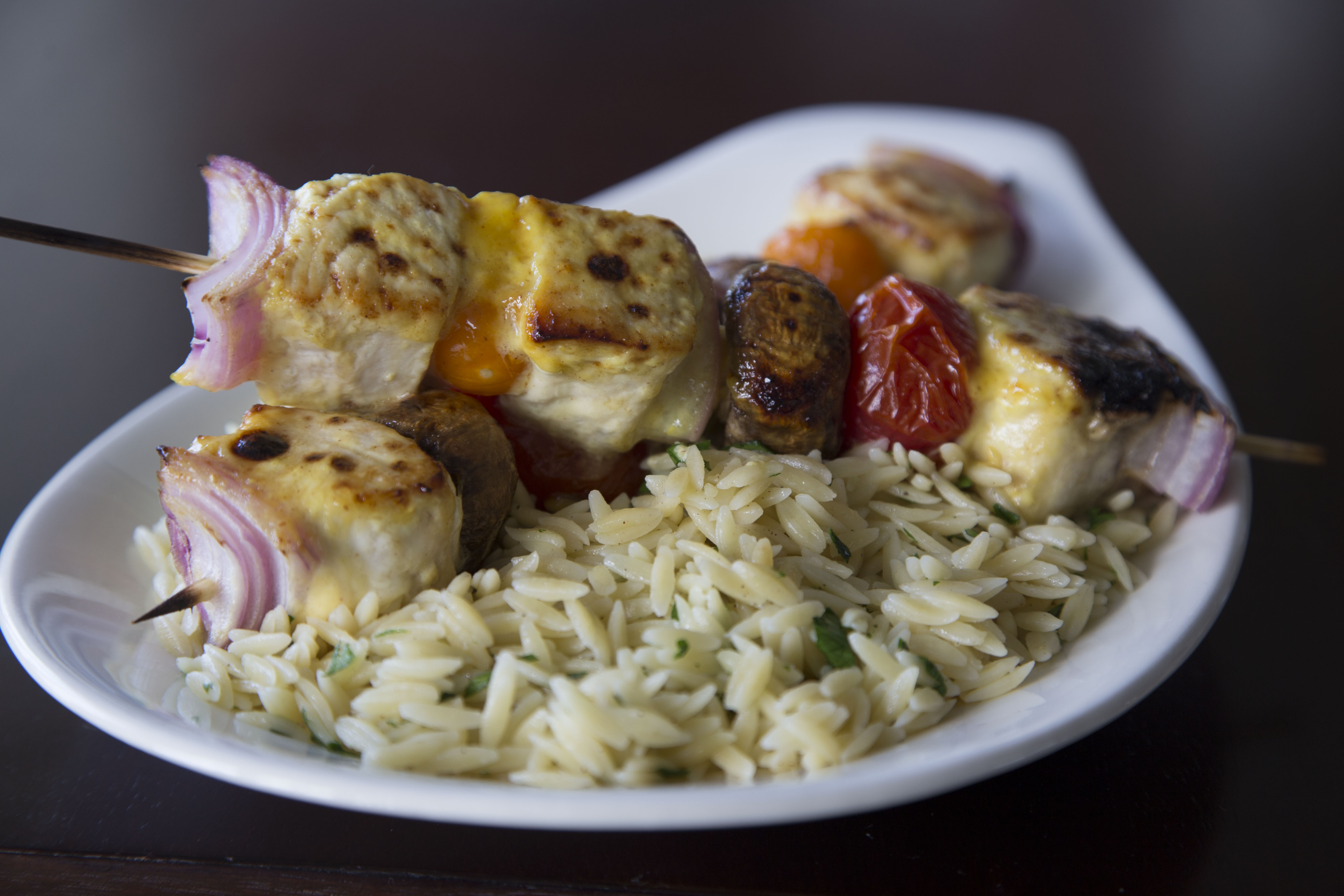Ken's Honey Mustard Swordfish Kabobs With Orzo